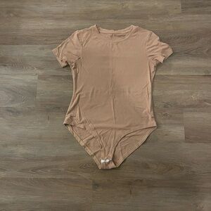Women's Tan Short Sleeve Bodysuit